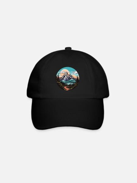 Berge Landschaft - Baseballkappe - Schwarz/Schwarz