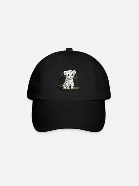 Baby Weißer Tiger Wildkatze Jungle - Baseballkappe - Schwarz/Schwarz