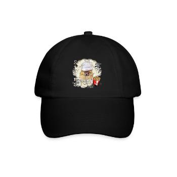 Zwergspitz Shirt - Funshirt Pomeranian Koch - Baseballkappe - Schwarz/Schwarz - Vorne