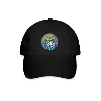 Stop Corona - Baseballkappe - Schwarz/Schwarz - Vorne