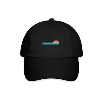 Retro Horizontal Vintage Fisch Sonnenuntergang Angeln - Baseballkappe - Schwarz/Schwarz - Vorne