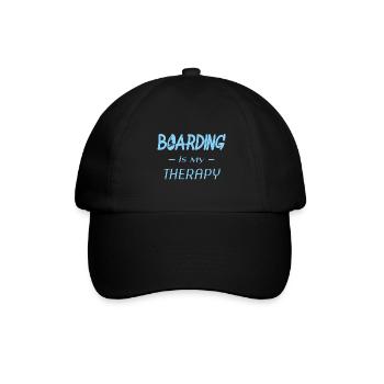 boarding is my therapy - Baseballkappe - Schwarz/Schwarz - Vorne