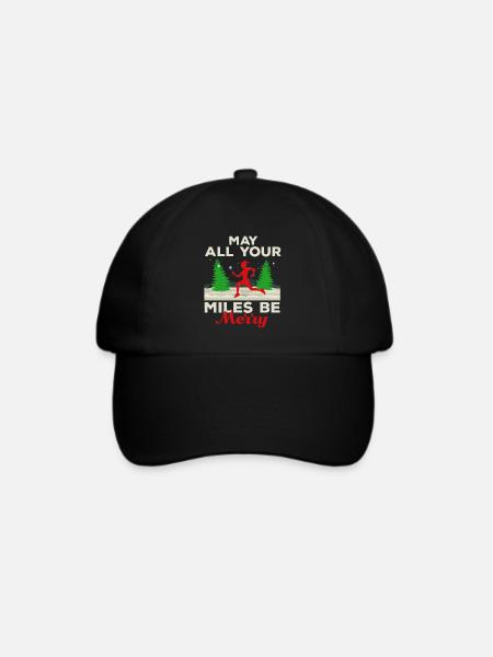 May all your Miles be Merry Running Geschenk Gift - Baseballkappe - Schwarz/Schwarz