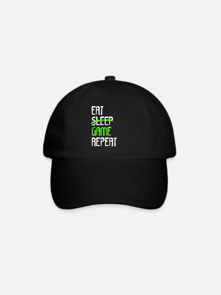 EAT SLEEP GAME REPEAT - Baseballkappe - Schwarz/Schwarz