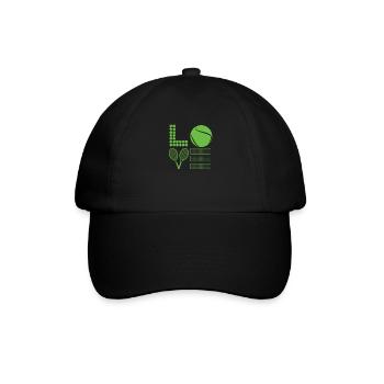 Tennis Shirt Geschenk Tennisspieler i love Tennis - Baseballkappe - Schwarz/Schwarz - Vorne