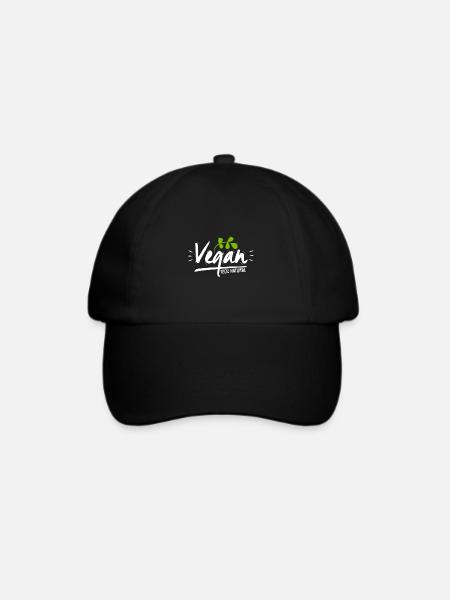 Vegan 100% Natur Tier Fleisch Geschenk vegetarisch - Baseballkappe - Schwarz/Schwarz