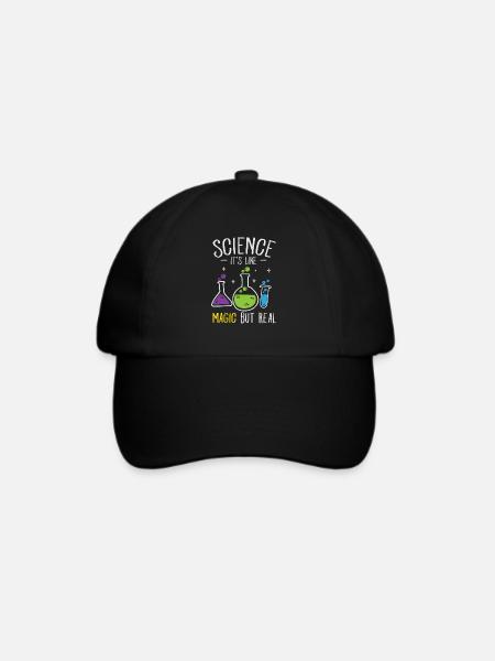 Science Its Like Magic But Real Nerd Geek Geschenk - Baseballkappe - Schwarz/Schwarz