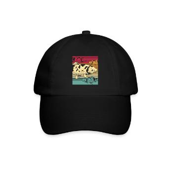 Fisch Retro Angeln Angler Tier Meer Ozean Geschenk - Baseballkappe - Schwarz/Schwarz - Vorne