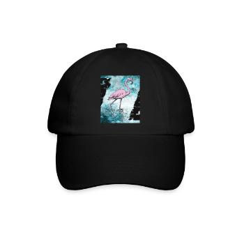 Rosa Flamingo - Baseballkappe - Schwarz/Schwarz - Vorne