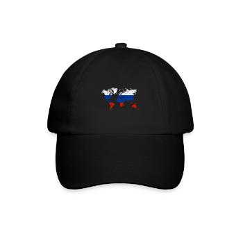 Russland Weltkarte - Baseballkappe - Schwarz/Schwarz - Vorne