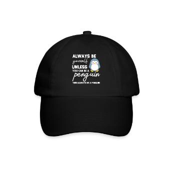 Pinguin - Pinguine - Pinguinmotiv - Be Yourself - Baseballkappe - Schwarz/Schwarz - Vorne