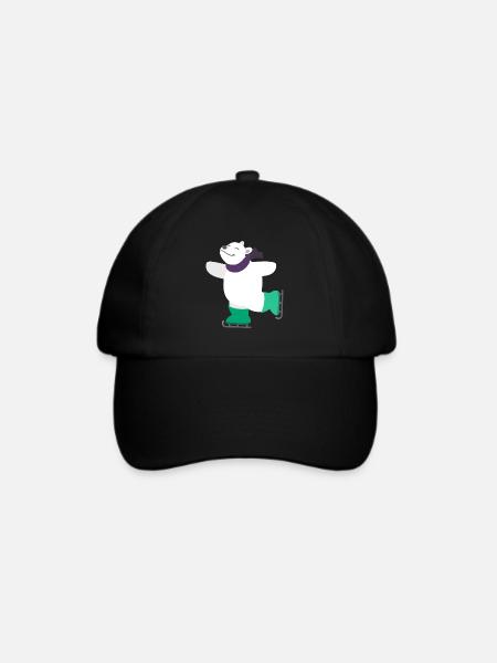 Kindermotiv Tiershirt Geschenkidee Eisbär auf Eis - Baseballkappe - Schwarz/Schwarz