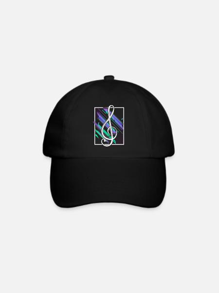 Notenschlüssel Noten Zeiten pink blau Musik Takte - Baseballkappe - Schwarz/Schwarz