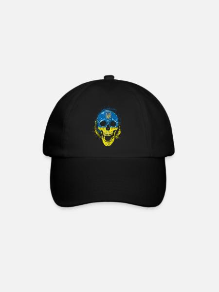Ukraine Totenkopf Schädel Knochen Halloween - Baseballkappe - Schwarz/Schwarz