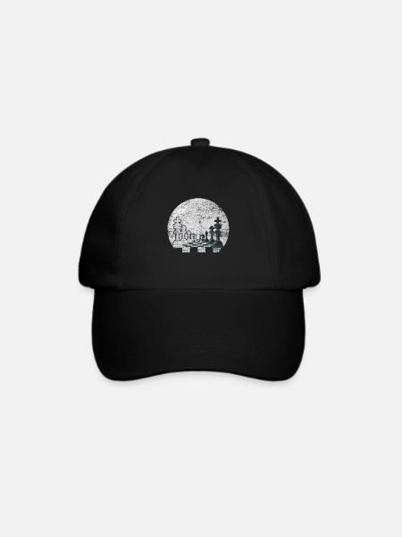 Schach Mond Geschenk Schachbrett Schachmatt Taktik - Baseballkappe - Schwarz/Schwarz