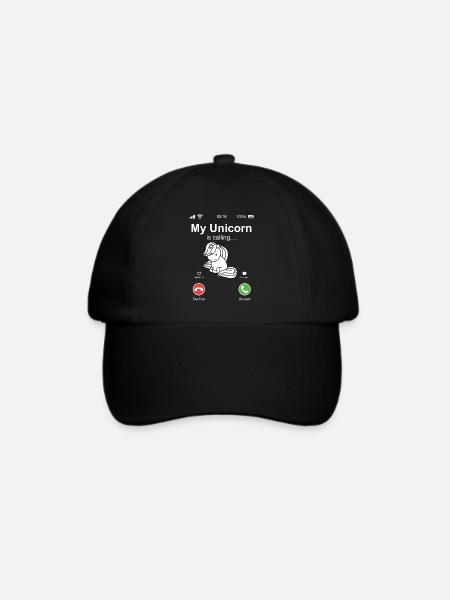 Einhorn ruft an Geschenk Tiere Regenbogen - Baseballkappe - Schwarz/Schwarz