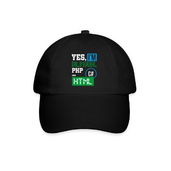 Computerprogrammierer Humor Ja, ich bin zweisprachig HTML - Baseballkappe - Schwarz/Schwarz - Vorne