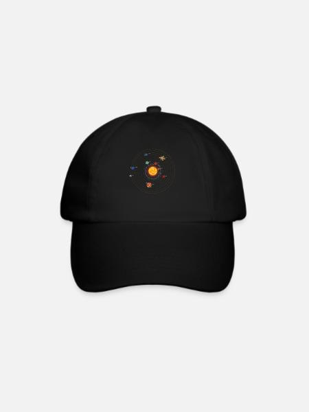 Weltraum Sonnensystem Universum Planeten - Baseballkappe - Schwarz/Schwarz