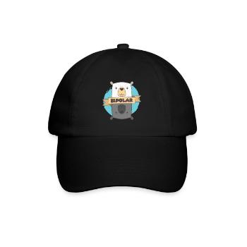 Bipolar T-Shirt - Eisbär Bipolar Geschenkidee - Baseballkappe - Schwarz/Schwarz - Vorne