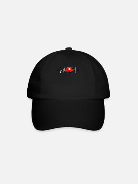 Herzschlag Schweiz Geschenk Heimat Puls stolz - Baseballkappe - Schwarz/Schwarz
