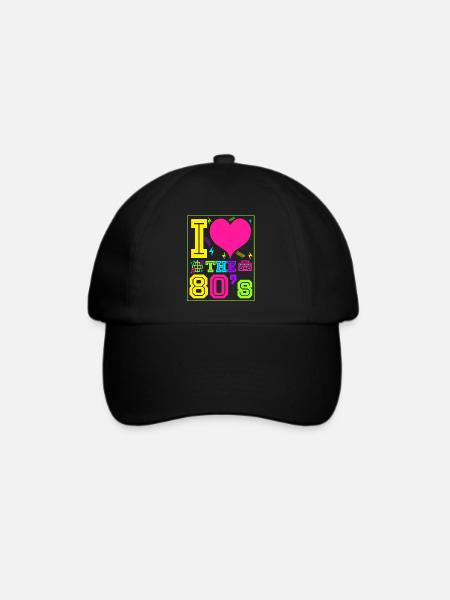 Ich liebe die 80er Geschenk Achtziger Jahre retro - Baseballkappe - Schwarz/Schwarz