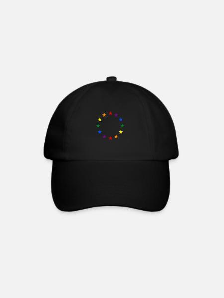 EU Sterne in Regenbogenfarben - Europa LGBT Euro - Baseballkappe - Schwarz/Schwarz