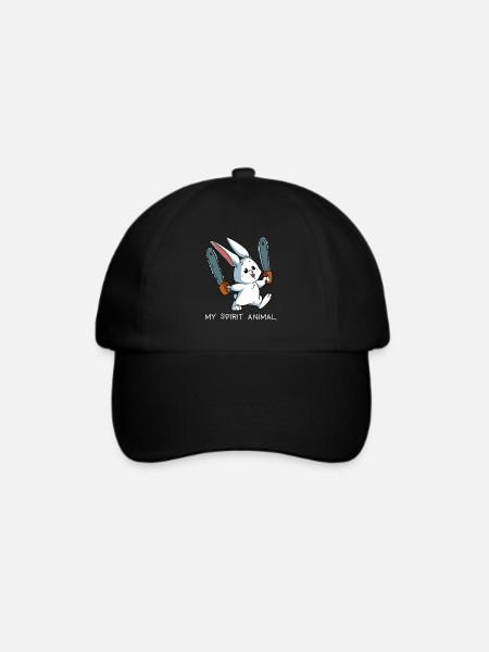 Spirit Animal Hase Kettensäge Häschen Geschenk - Baseballkappe - Schwarz/Schwarz