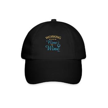 Working from nine to wine - Baseballkappe - Schwarz/Schwarz - Vorne