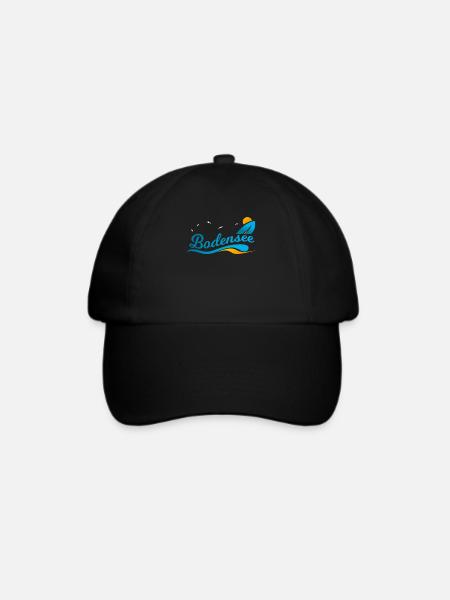 Bodensee Alpen Geschenk Shirt - Baseballkappe - Schwarz/Schwarz