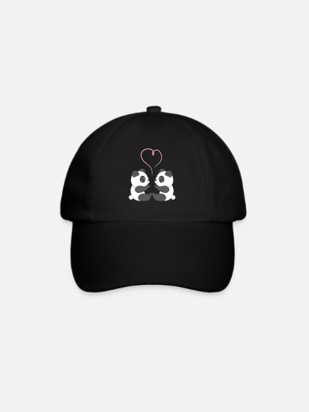 Pandabär - Panda - Pandafan - Herz - Liebe - Baseballkappe - Schwarz/Schwarz