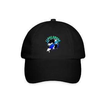 Ich Liebe Orcas - Baseballkappe - Schwarz/Schwarz - Vorne