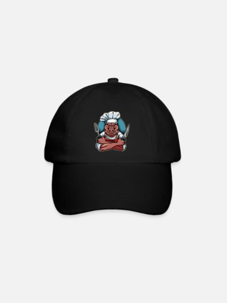 Chefkoch Schwein Wildschwein Küche Kochen Wildtier - Baseballkappe - Schwarz/Schwarz