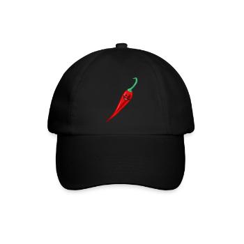 Chili Chilischote Pepperoni Gewürz Gemüse Vegan - Baseballkappe - Schwarz/Schwarz - Vorne