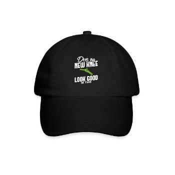 Knie Operation Künstliches Knie OP Reha Geschenk - Baseballkappe - Schwarz/Schwarz - Vorne