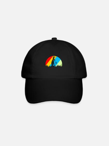 Pinguin Retro Tier Vogel Geschenk - Baseballkappe - Schwarz/Schwarz