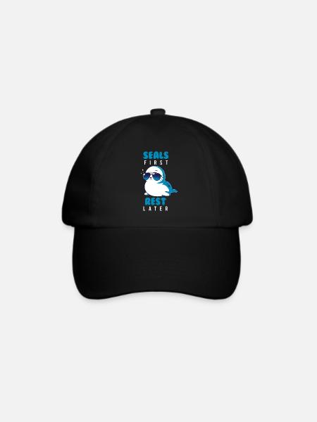Robbe Tier Sommer Geschenk - Baseballkappe - Schwarz/Schwarz