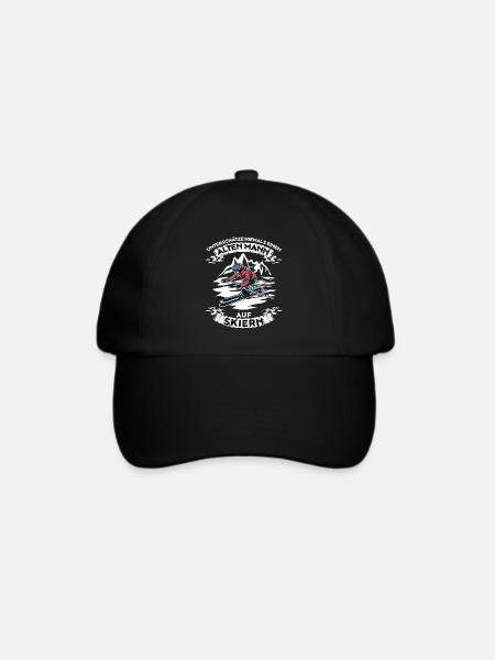 Unterschätze niemals einen alten Mann auf Skieren - Baseballkappe - Schwarz/Schwarz