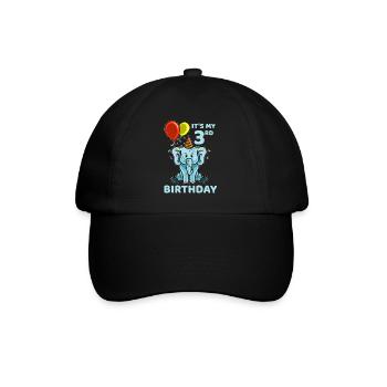 Netter 3. dritter Geburtstagselefant - Baseballkappe - Schwarz/Schwarz - Vorne