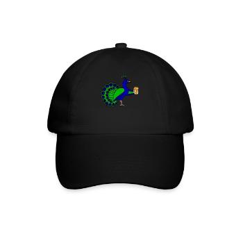 Pfau Bier Bierkrug Lustig Party Feier Geschenk - Baseballkappe - Schwarz/Schwarz - Vorne