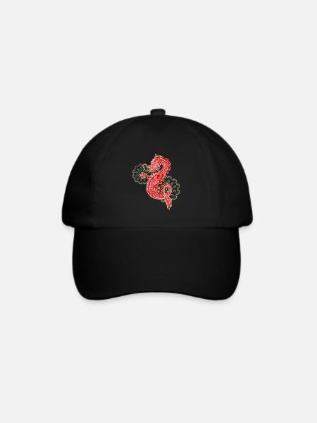 Chinesischer Drachen mit Mandala Geschenk - Baseballkappe - Schwarz/Schwarz