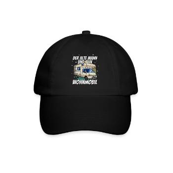 Der Alte Mann Und Sein Wohnmobil Camping Camper - Baseballkappe - Schwarz/Schwarz - Vorne