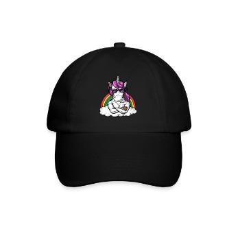 Magische Einhorn Fitness Gym Workout Regenbogen - Baseballkappe - Schwarz/Schwarz - Vorne