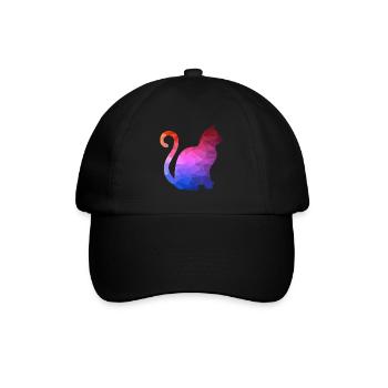 Geometrisches Tier Geometric Animal Katze - Baseballkappe - Schwarz/Schwarz - Vorne