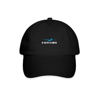 Schwimmer Herzschlag Geschenk - Baseballkappe - Schwarz/Schwarz - Vorne