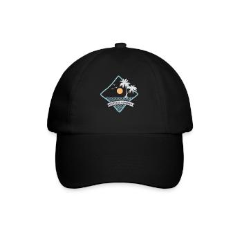 Sommer - ewiger Sommer - Sonne - Palmen - Baseballkappe - Schwarz/Schwarz - Vorne