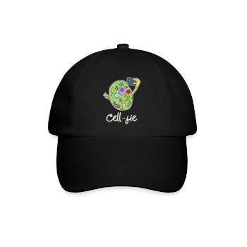 Lustiges Wissenschafts-T-Stück, Chemiedesign, CellFie - Baseballkappe - Schwarz/Schwarz - Vorne