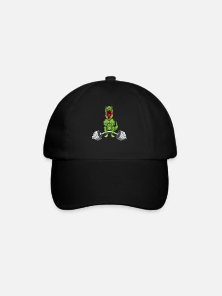 Fitness Bodybuilder Sport Dino T-Rex Geschenk - Baseballkappe - Schwarz/Schwarz