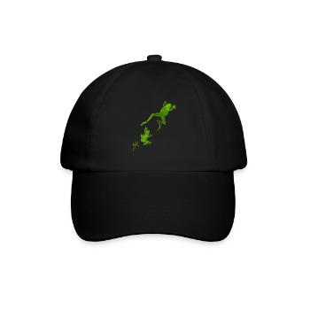 Frogs grüne Frösche springen - Baseballkappe - Schwarz/Schwarz - Vorne
