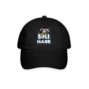 SKI HASE Skihase Schneehase Schnee Häschen - Baseballkappe - Schwarz/Schwarz - Vorne