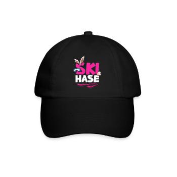 SKI HASE Skihase Schneehase Schnee Häschen - Baseballkappe - Schwarz/Schwarz - Vorne